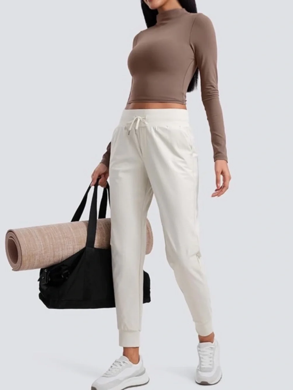 CRZ YOGA GOLF GORPCORE  ATHLEISUREWEAR ACTIVEWEAR CREAM BONE JOGGER PANTS M